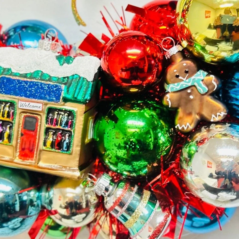 Festive Holiday Ornament Wreath - Multicolor